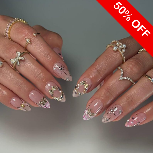 Coquette Luxury 3D Bow Press On Nails - Almond Pink Plaid