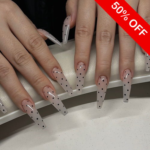 Minimalist Onyx Spotted Press On Nails - XL Coffin