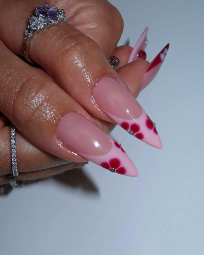 3D Cherry Blossom & Starburst Press On Nails - Long Stiletto