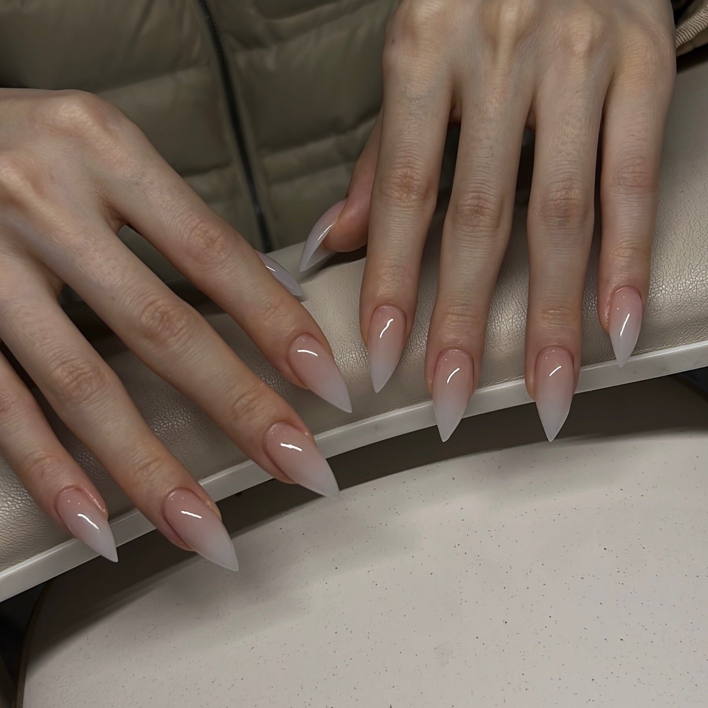 Milky Nude Ombre Luxury Press On Nails - XL Stiletto