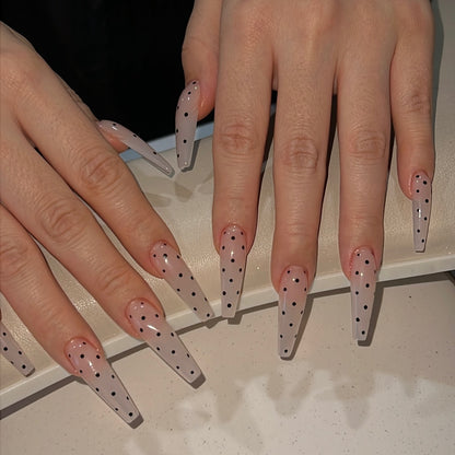 Minimalist Onyx Spotted Press On Nails - XL Coffin