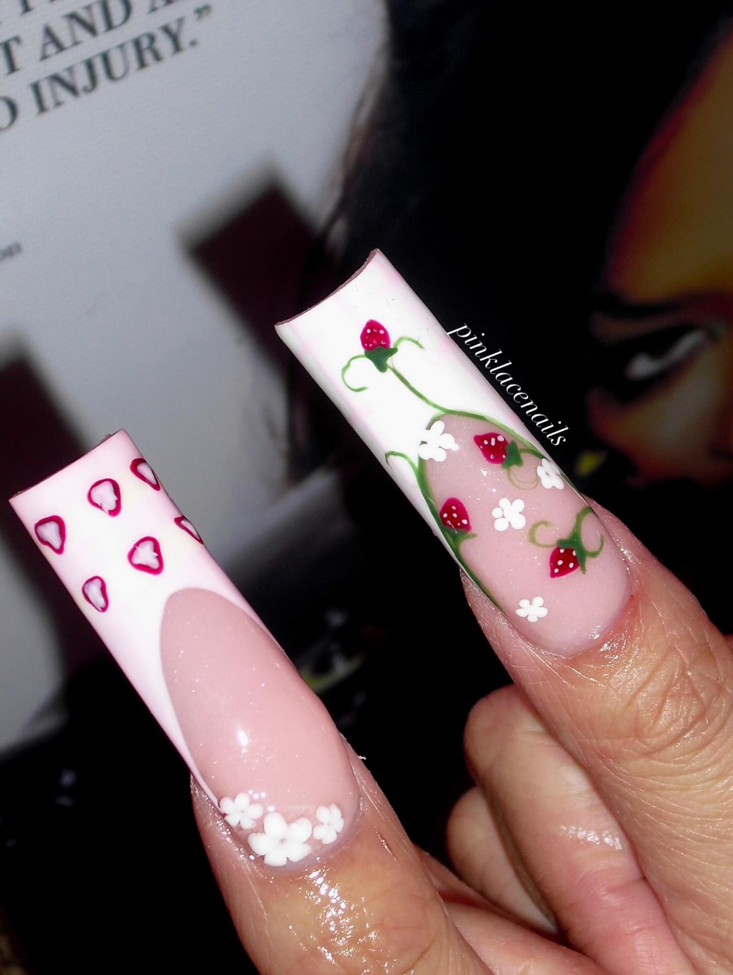 3D Strawberry Garden & Kawaii Button Luxe Press On Nails - XL Square