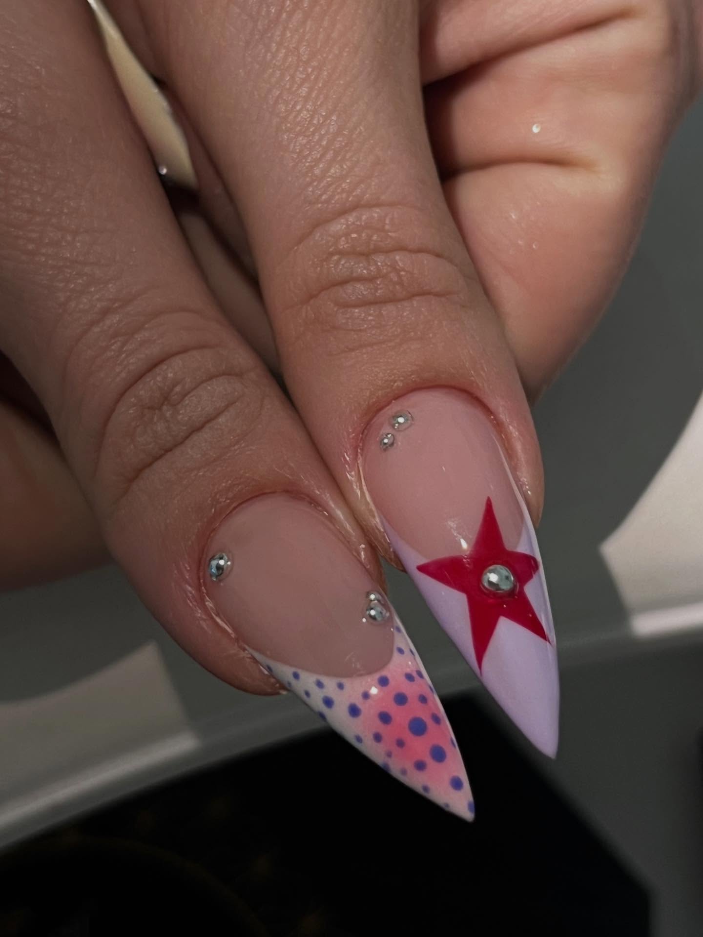 Pastel Y2K Mix & Match Star Press On Nails - Airbrush Aura - Long Stiletto